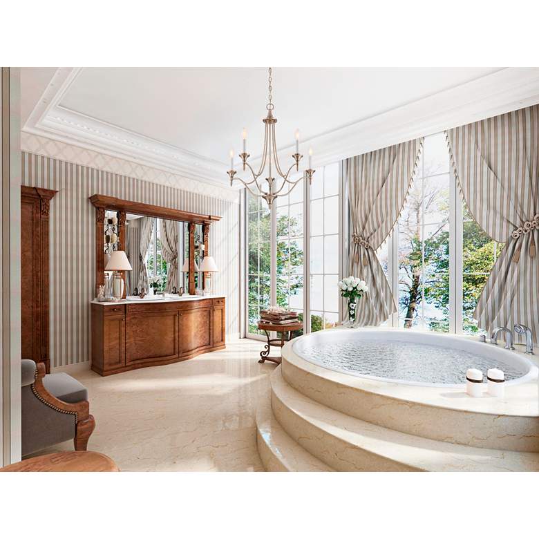 Image 1 Savoy House Herndon 21" Wide Satin Nickel 5-Light Chandelier in scene