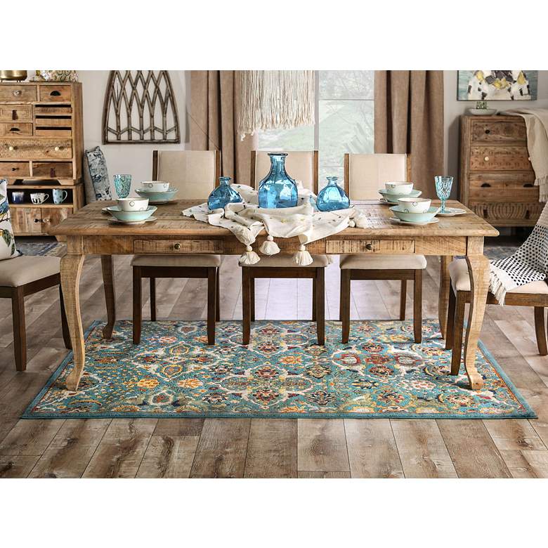 Image 1 Cloake 78 3/4" Wide Brown Rectangular 4-Drawer Dining Table in scene