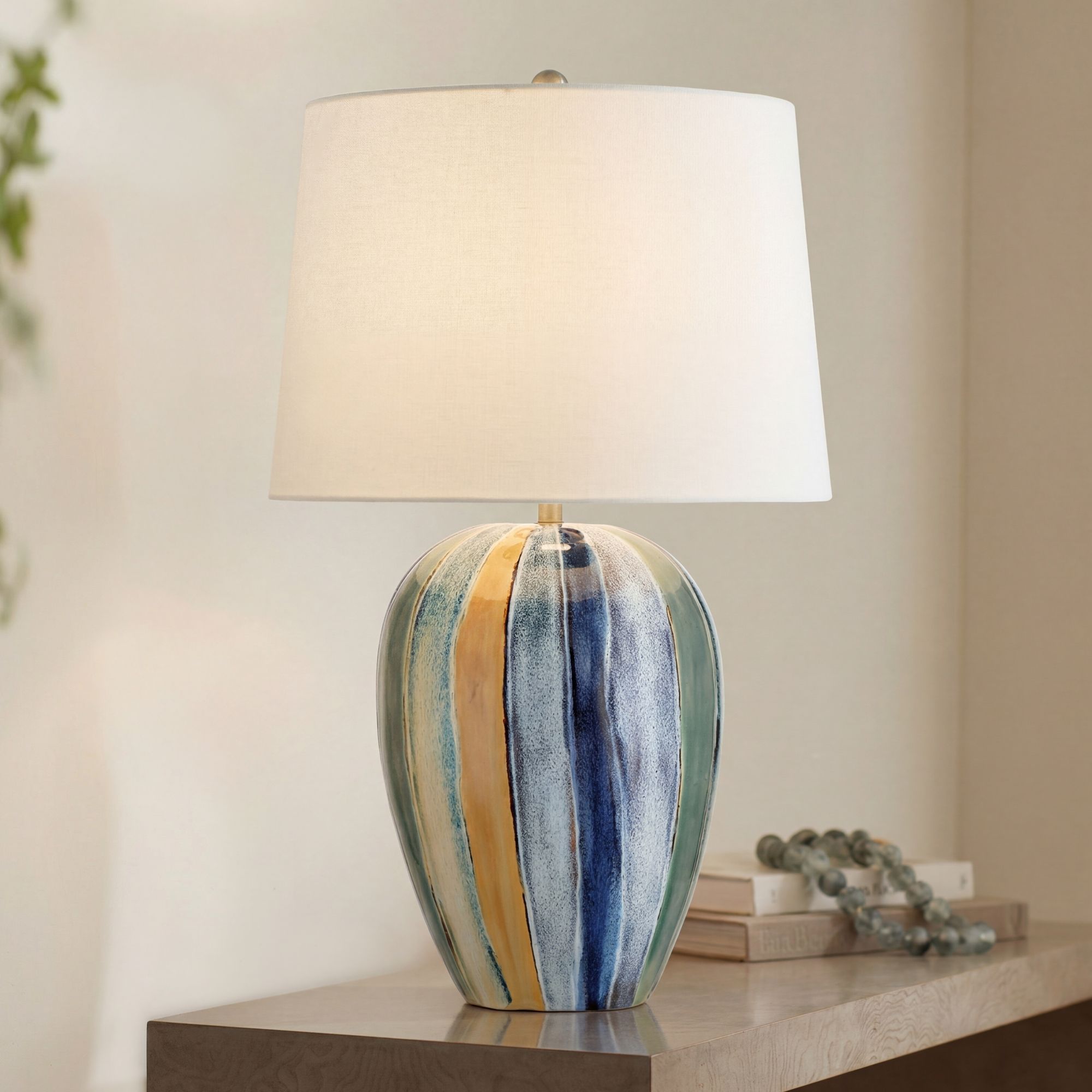 Image 1 Orion 23" High Green Blue Yellow Multi-Color Ceramic Table Lamp in scene
