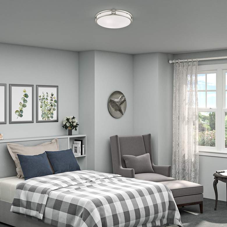 Image 1 Titania 16" Wide Brushed Nickel Bowl Ceiling Light in scene