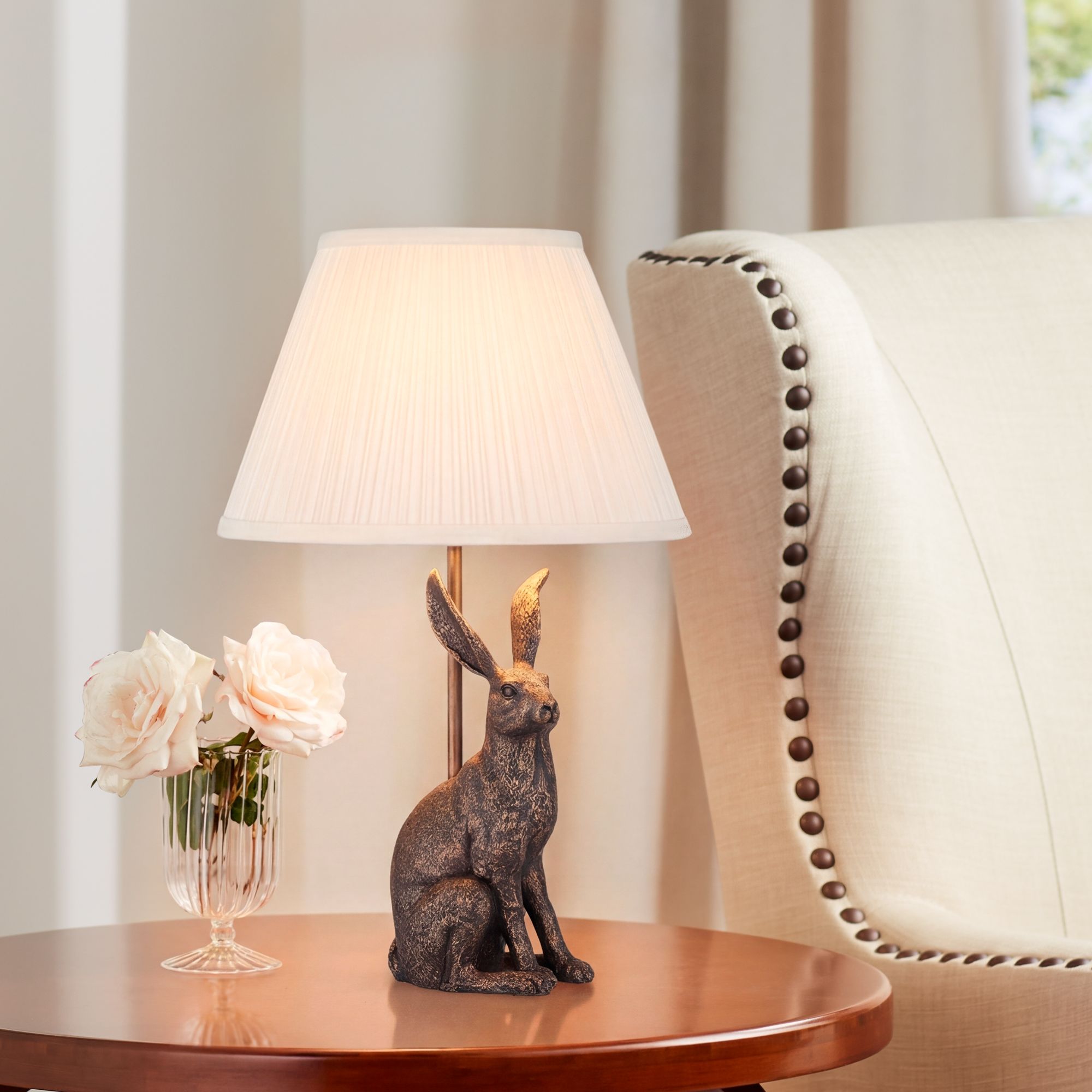 Image 1 Elior Rabbit 17 1/2" High Bronze and White Accent Table Lamp in scene
