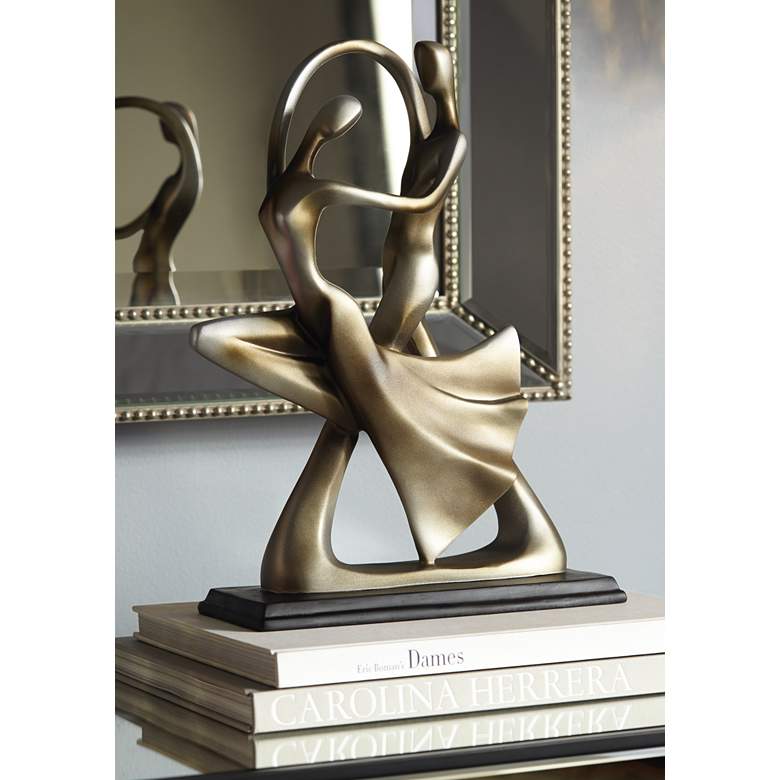 Image 1 Dancing Couple 14 3/4 inch High Silver Finish Abstract Dance Sculpture in scene
