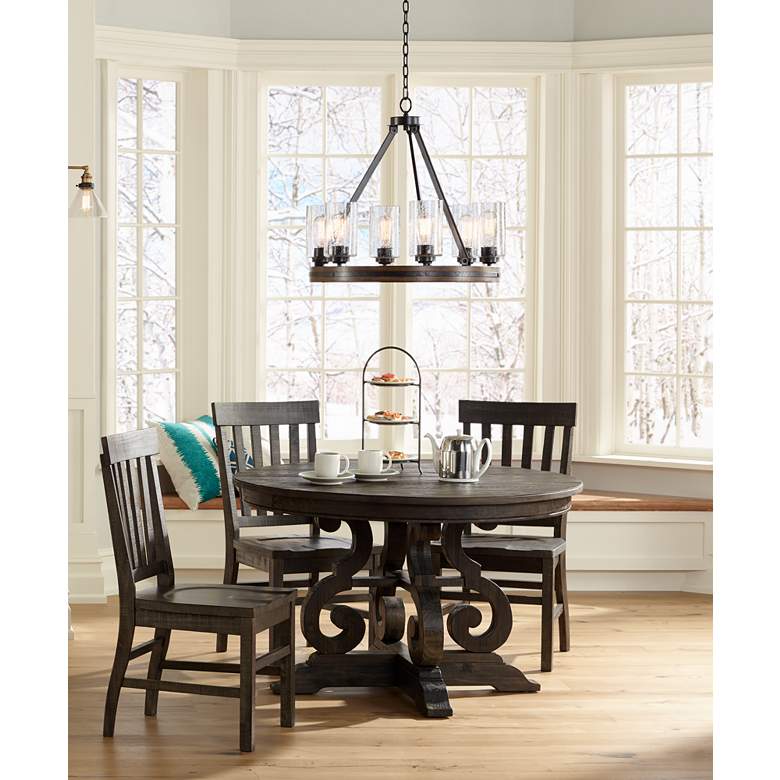 Image 7 Franklin Iron Works Gorham 25 inch Wide 6-Light Wagon Wheel Chandelier in scene