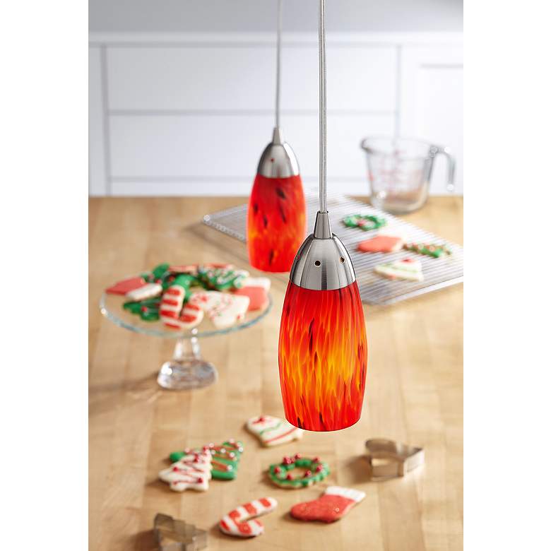 Image 1 Milan Collection Fire Red Mini Pendant Chandelier in scene