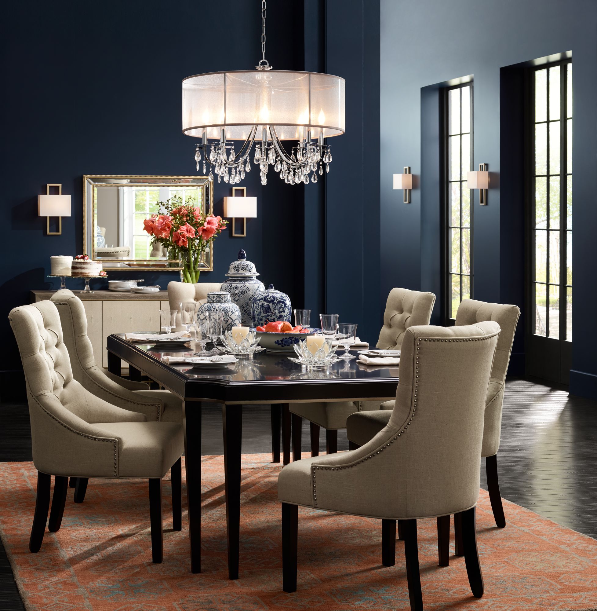 silver chandelier dining room