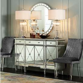 Image1 of Cablanca 60" Wide 4-Door 3-Drawer Silver Mirrored Cabinet in scene