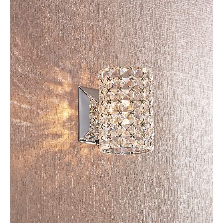 Image 1 Cesenna 6 1/2 inch High Crystal Cylinder LED Wall Sconce in scene