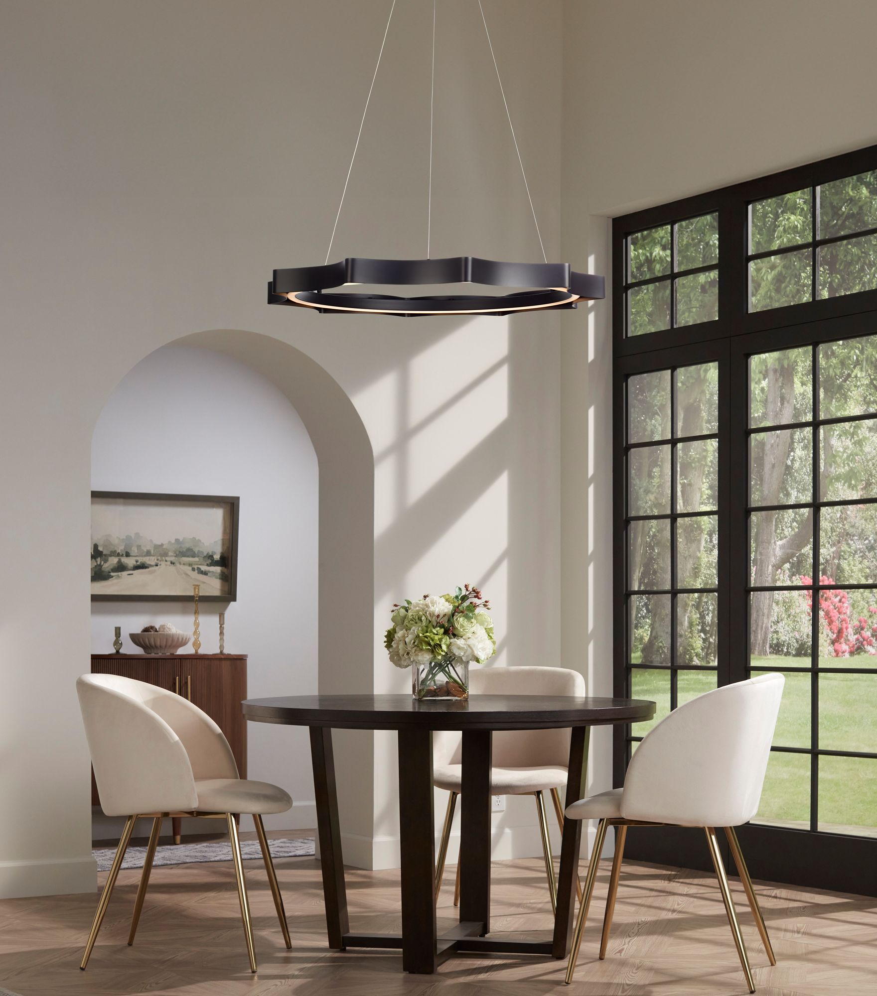 Watch A Video About the Possini Euro Gearworks Black LED Ring Pendant Light