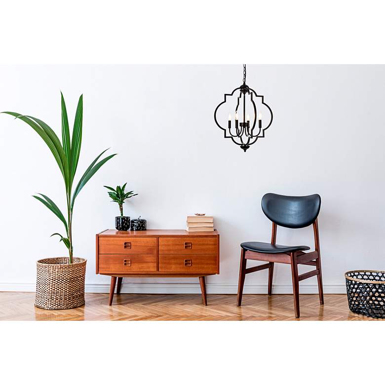 Image 1 Sandara 20 1/2" Wide Black 4-Light Pendant in scene