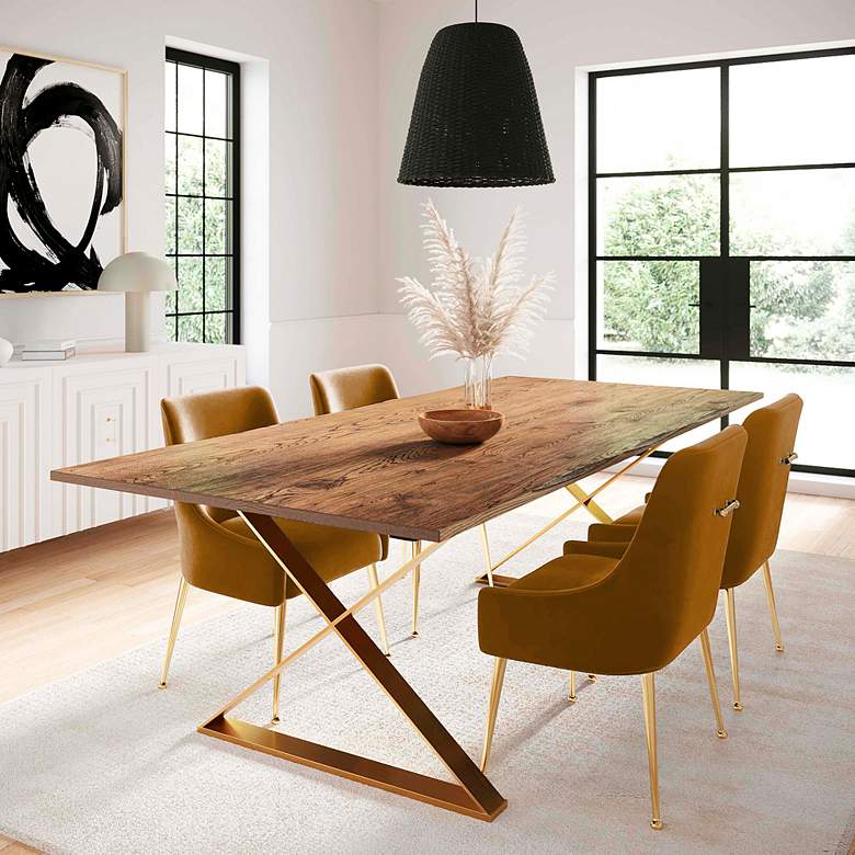 Image 1 TOV Furniture Beatrix 22" Wide Modern Cognac Velvet Fabric Side Chair in scene