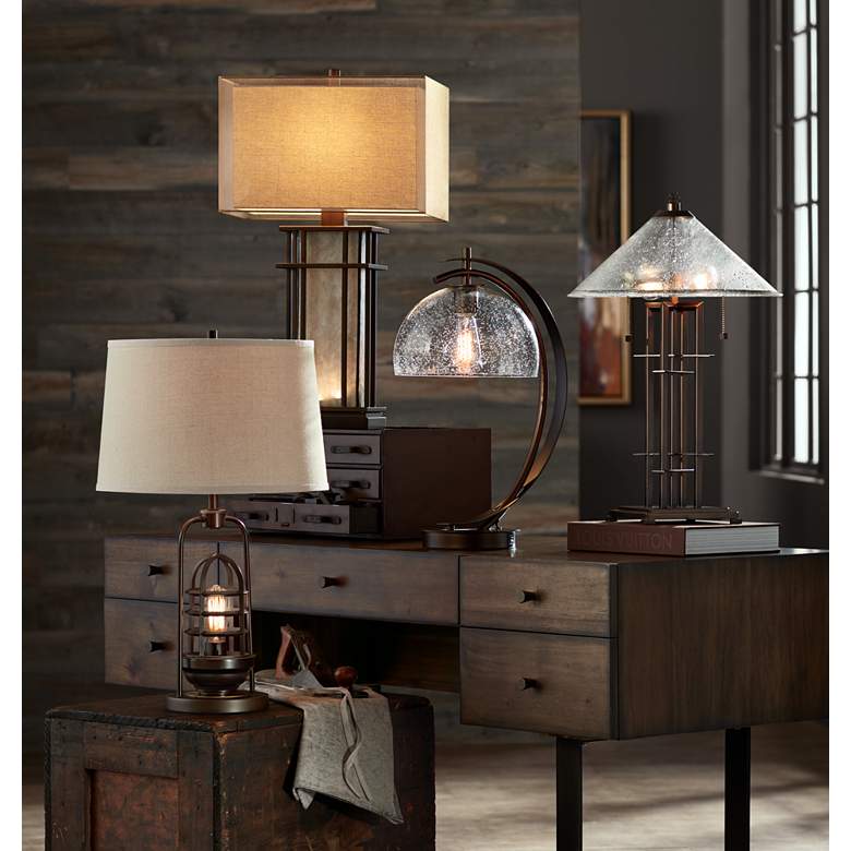 Image 1 Possini Euro Calvin 22 1/2" Glass Dome USB Table Lamp with LED Bulb in scene