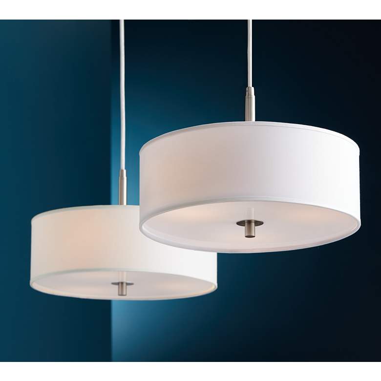 Image 1 Possini Euro 16" Wide White Brushed Nickel Modern Pendant Light in scene
