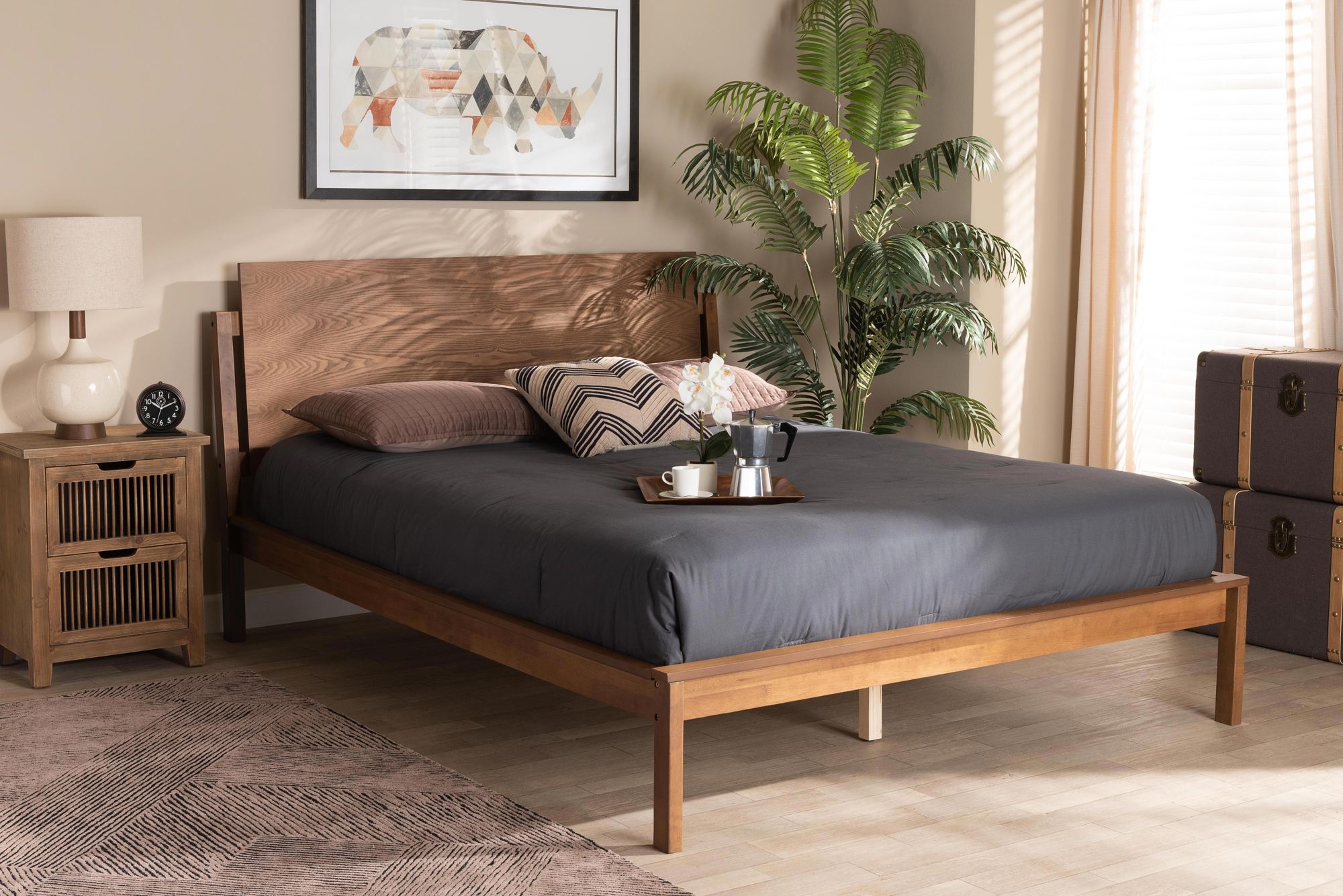 Baxton Studio Giuseppe Walnut Brown Queen Size Platform Bed