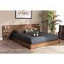 Elina Walnut Brown Queen Platform Storage Bed with Shelves in scene