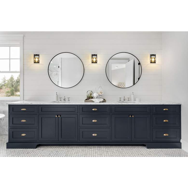 Image 1 Bleeker Street 7 1/2" High Matte Black and Chrome Wall Sconce in scene