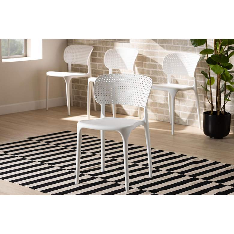 Image 1 Baxton Studio Rae White Stackable Dining Chairs Set of 4 in scene