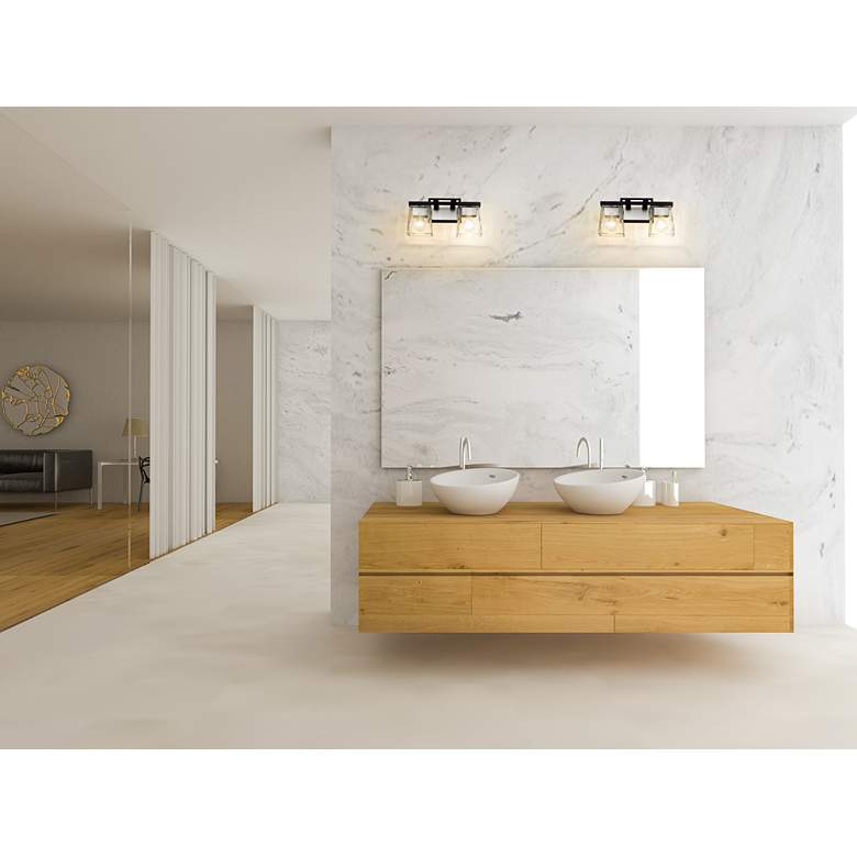 Image 1 Bleeker Street 14"W Matte Black and Brushed Nickel 2-Light Bath Light in scene