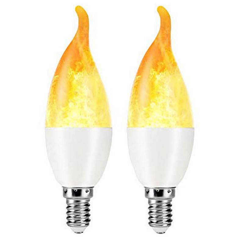 Image 1 1.5W Flickering Flame Non-Dimmable LED Candelabra Light Bulb 2 Pack