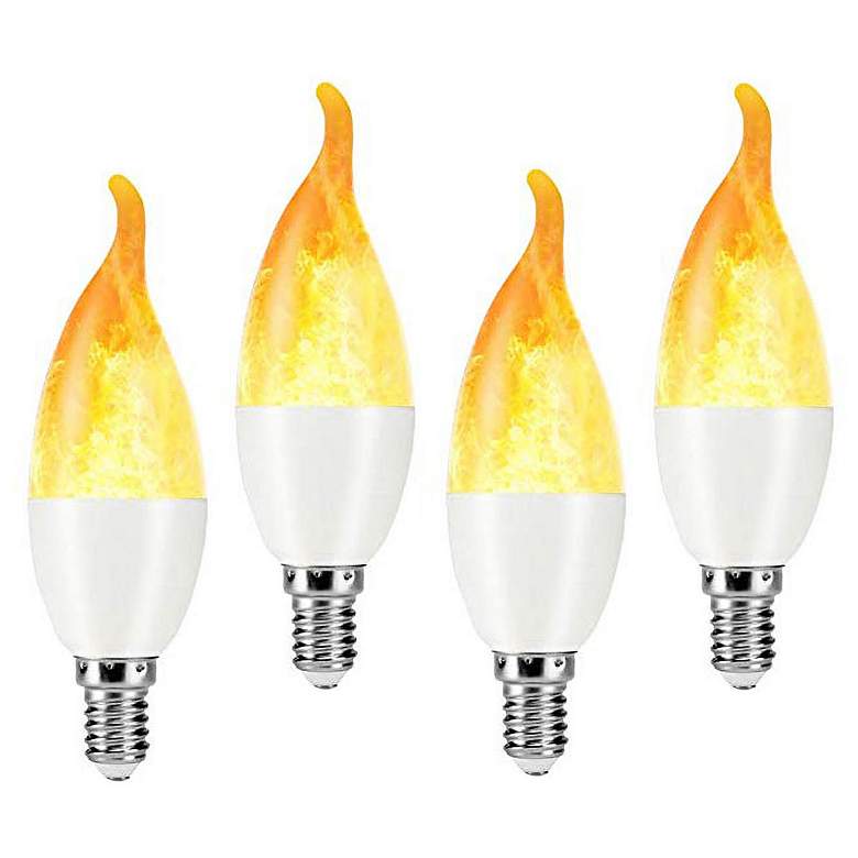 Image 1 1.5W Flickering Flame Non-Dimmable LED Candelabra Light Bulb 4 Pack