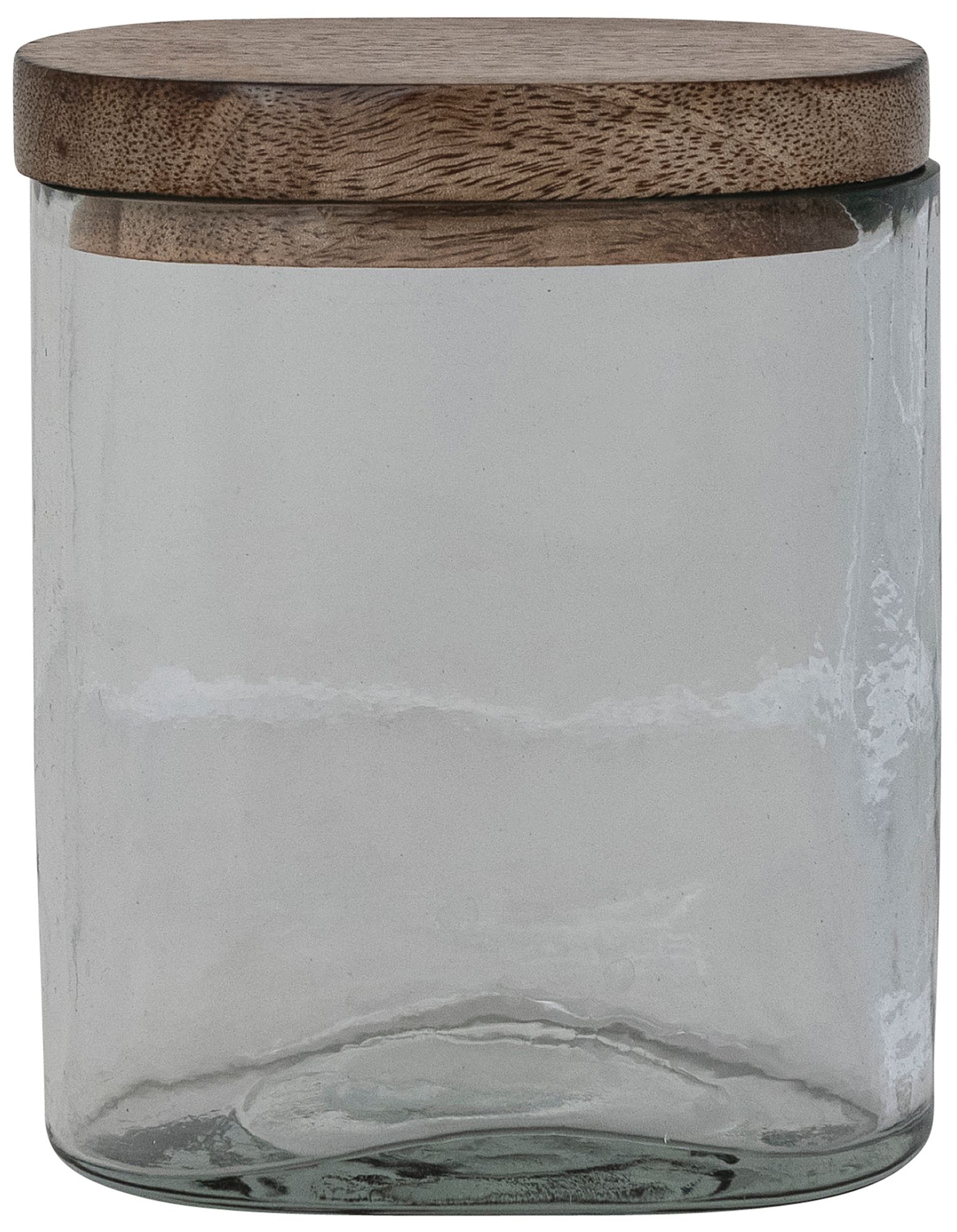 Image 2 1.75 Cup Hand-Blown Glass Jar with Natural Mango Wood Lid, Clear more views
