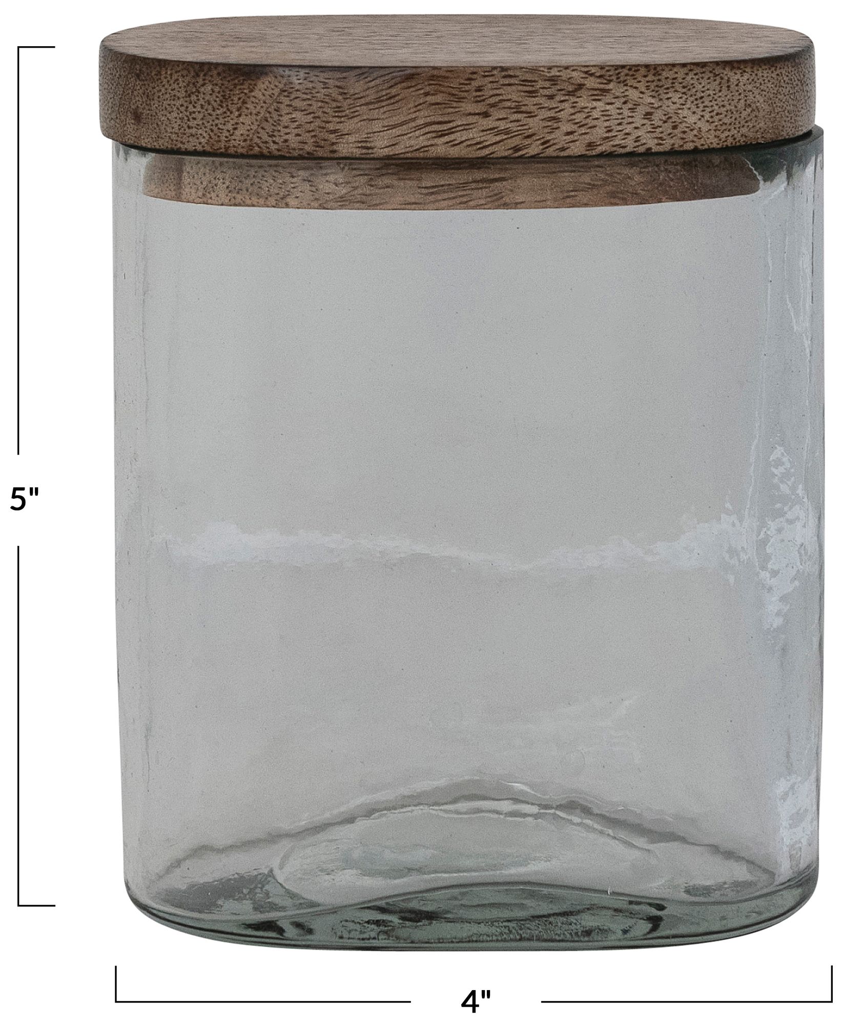 Image 3 1.75 Cup Hand-Blown Glass Jar with Natural Mango Wood Lid, Clear more views