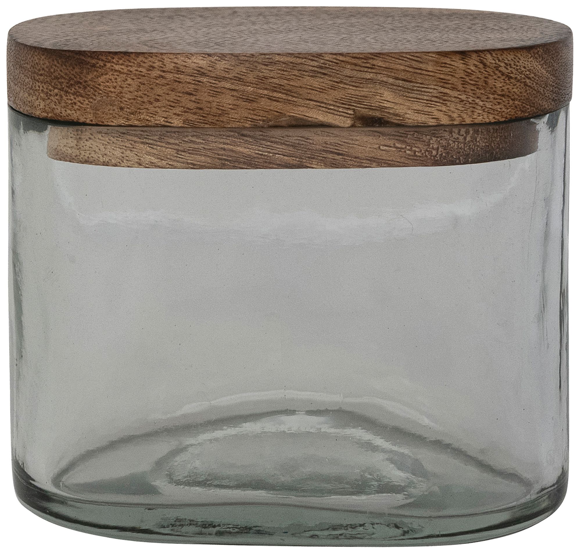 Image 2 1 Cup Hand-Blown Glass Jar with Natural Mango Wood Lid, Clear more views