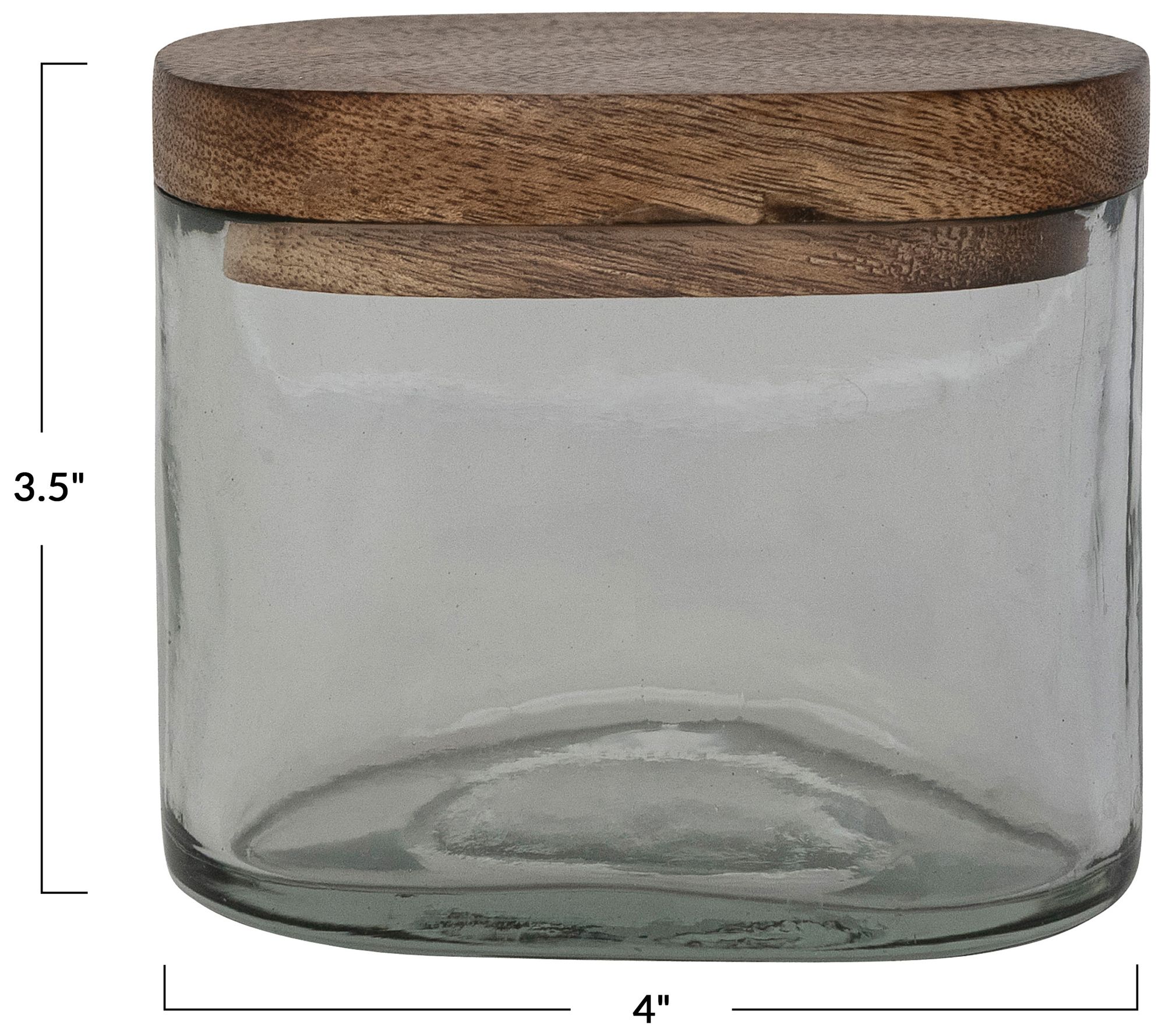 Image 3 1 Cup Hand-Blown Glass Jar with Natural Mango Wood Lid, Clear more views