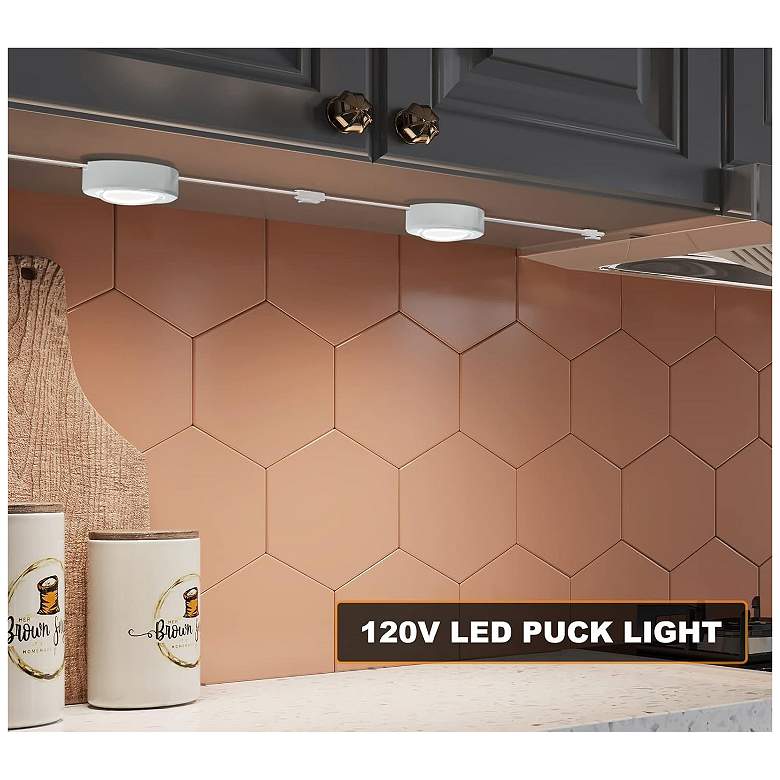 Image 3 1 LED Puck Light Plug-In Under Cabinet Nickel more views