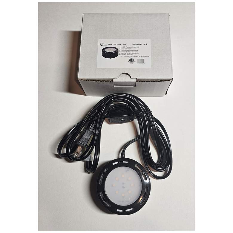 Image 3 1 LED Puck Light Recess or Surface Mounted Under Cabinet Black more views