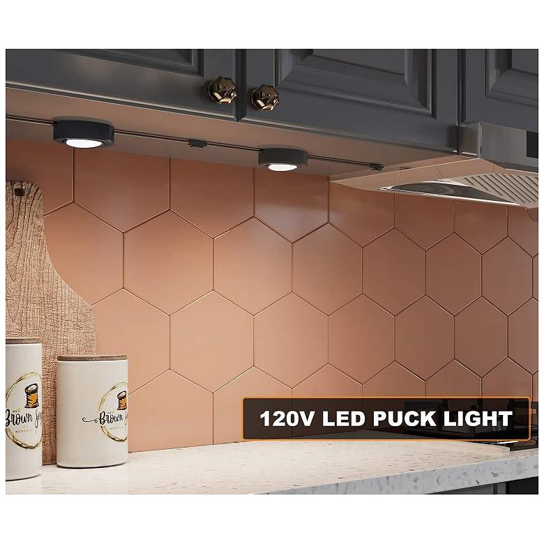 Image 4 1 LED Puck Light Recess or Surface Mounted Under Cabinet Black more views