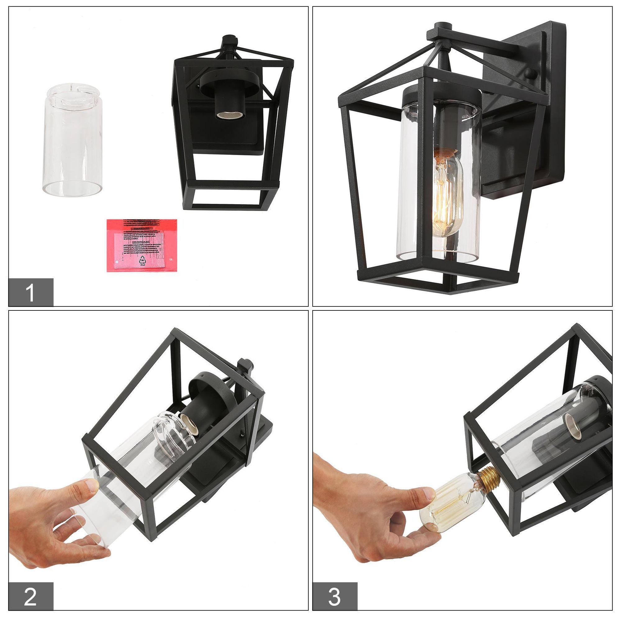 Image 6 1-Light 10.2"H Geometric Black Wall Lamp more views