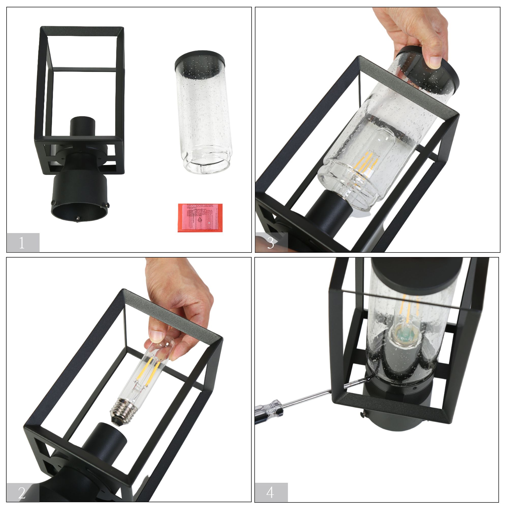 Image 6 1-Light 11.2"H Rectangle Black Post Lamp more views