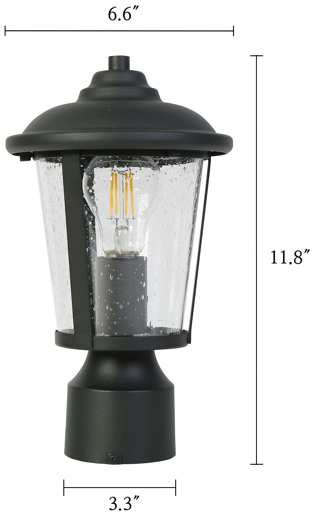 Image 6 1-Light 11.8"H Pyramid top Black Post Lamp more views