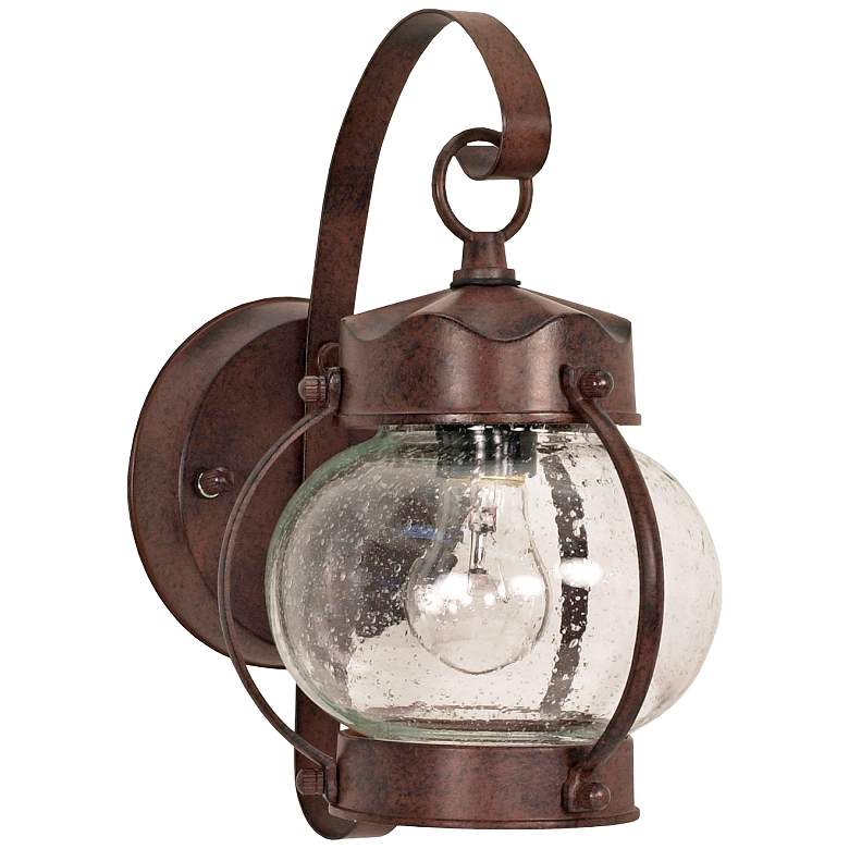 Image 1 1 Light; 11 in.; Wall Lantern; Onion Lantern with Clear Seed Glass