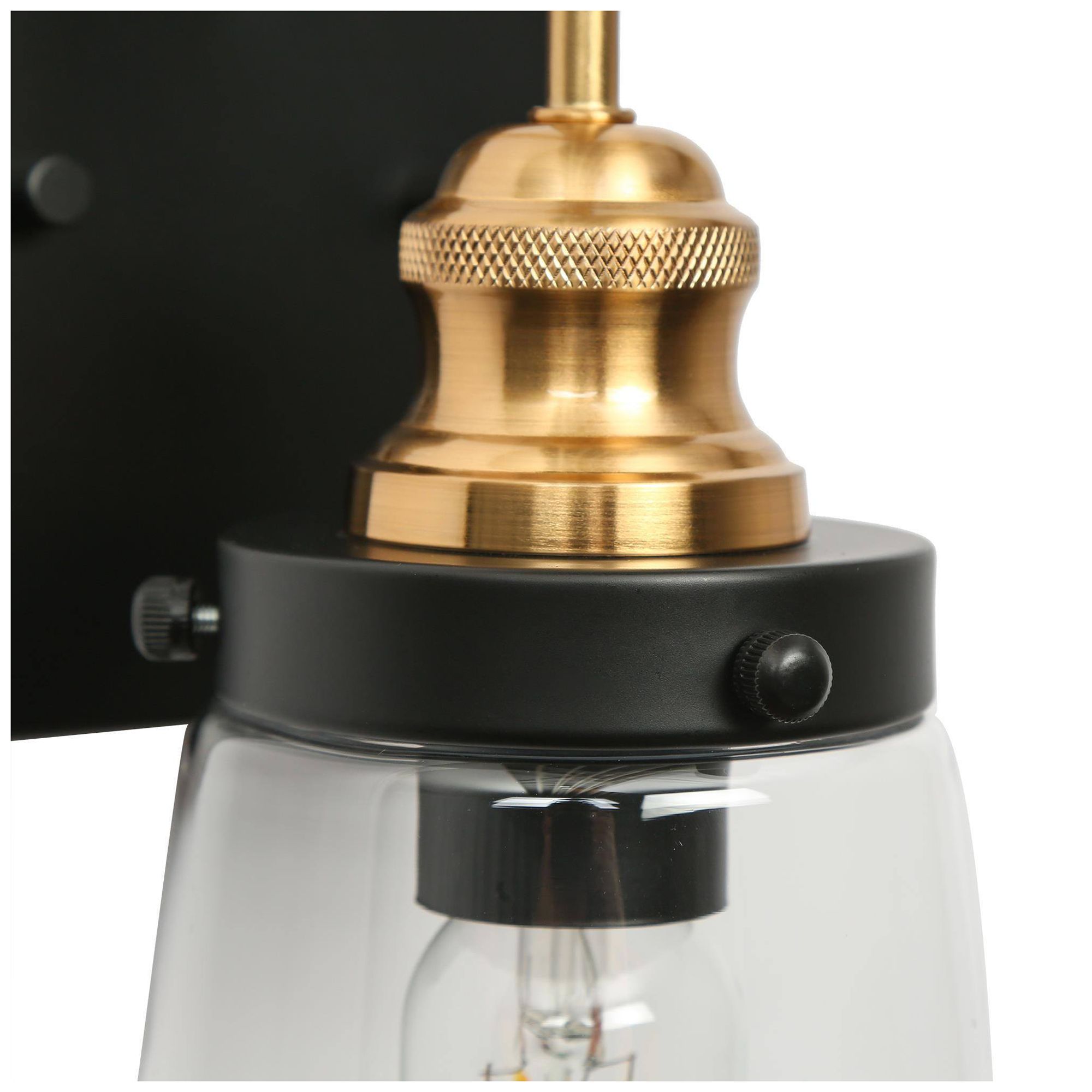 Image 2 1-Light 12.2"H Bell Flat Black and Imitation Electroplated Copper Wall Lamp more views