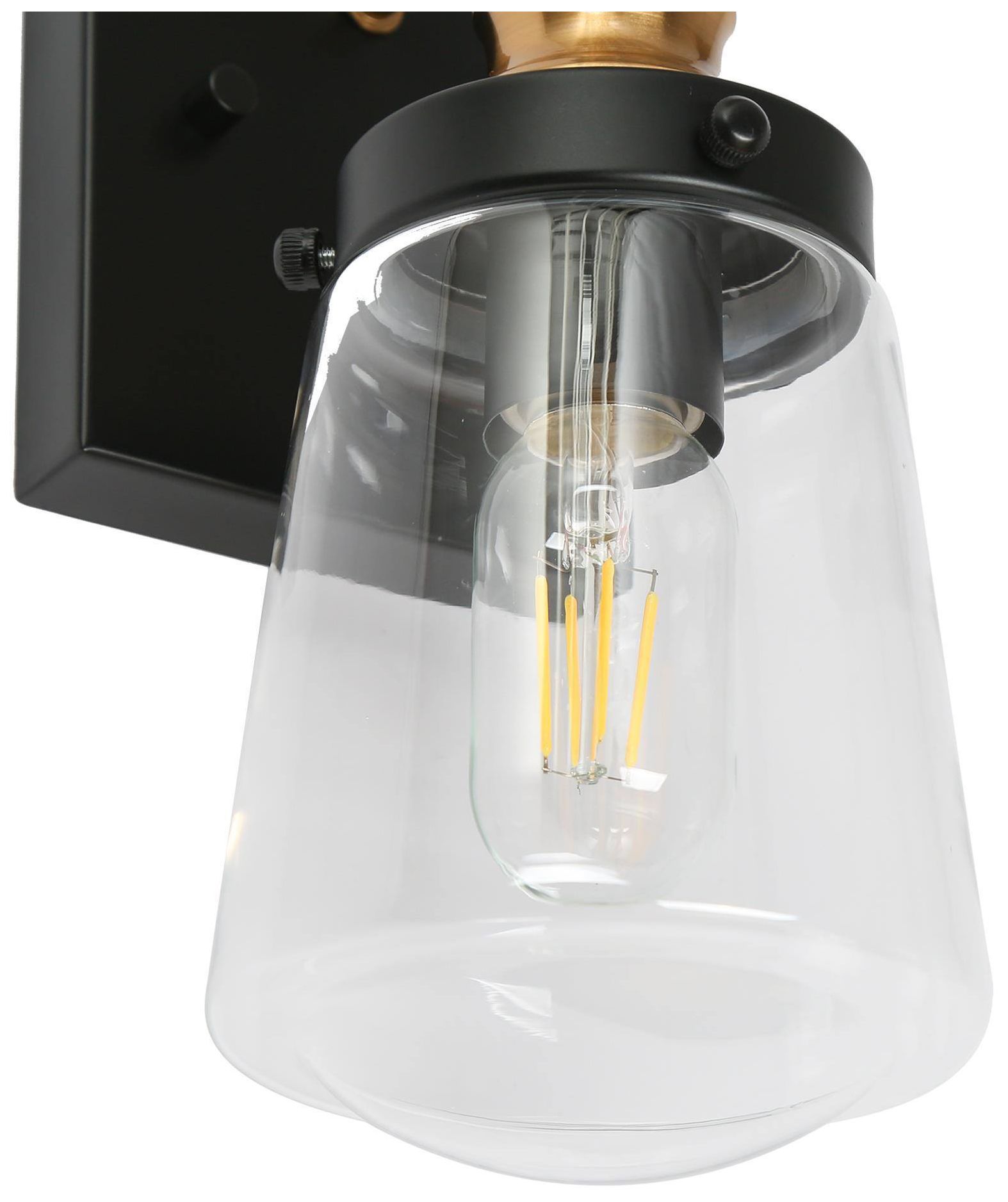 Image 3 1-Light 12.2"H Bell Flat Black and Imitation Electroplated Copper Wall Lamp more views