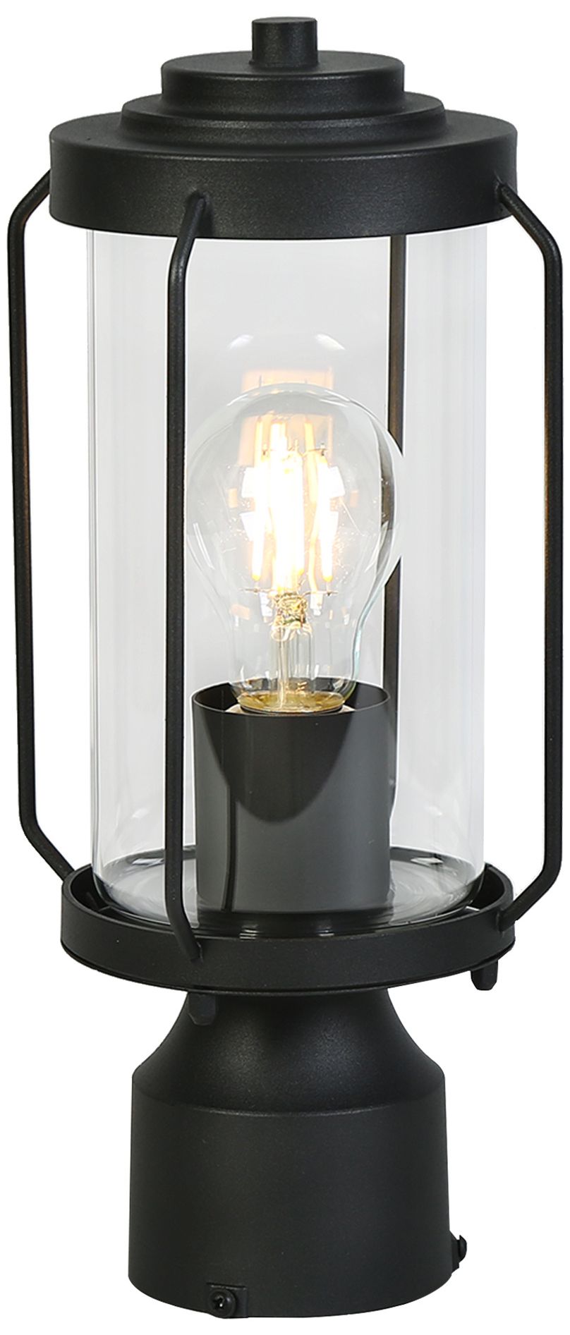 Image 2 1-Light 12.6"H Cylinder Black Post Lamp