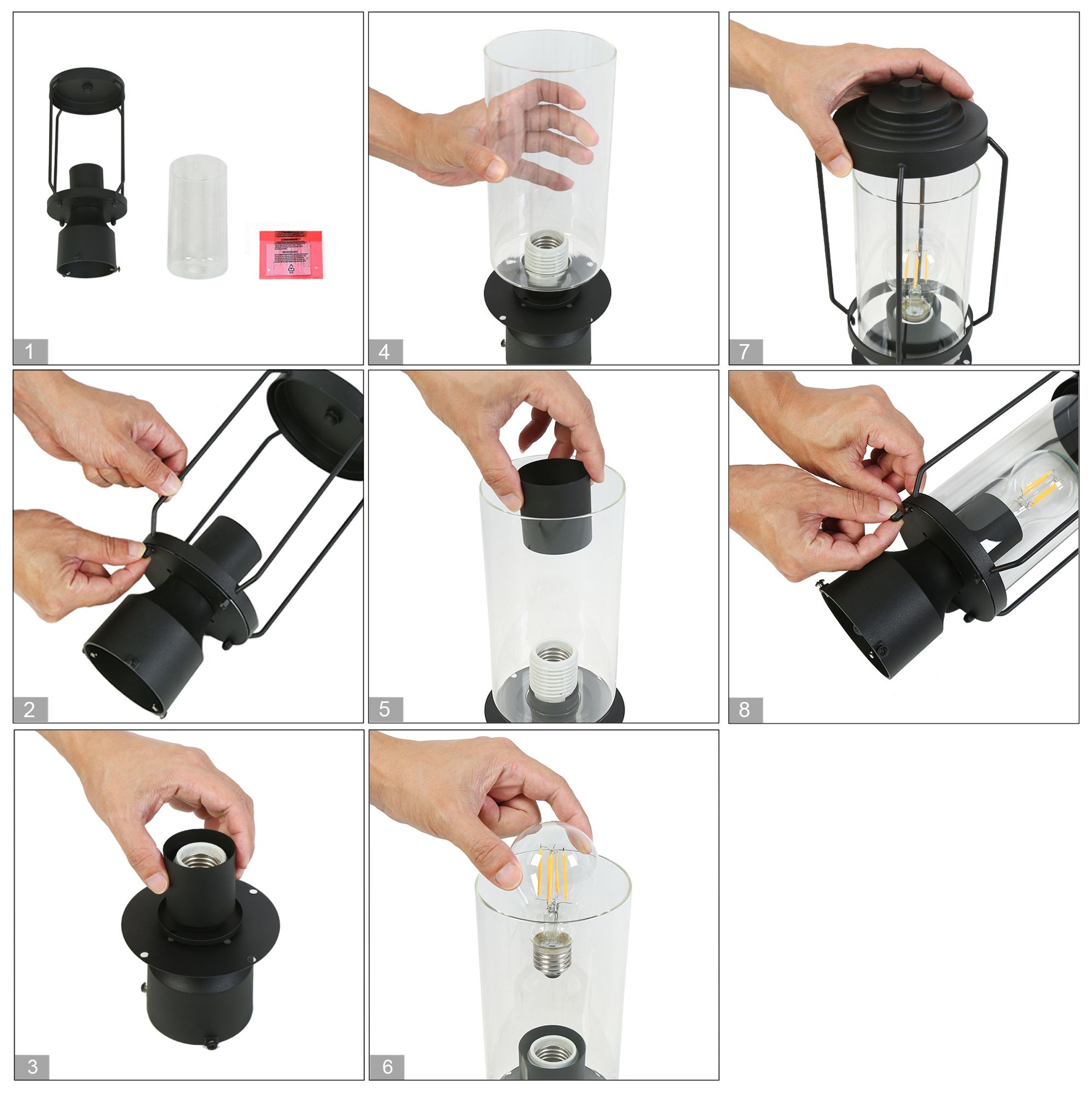 Image 7 1-Light 12.6"H Cylinder Black Post Lamp more views
