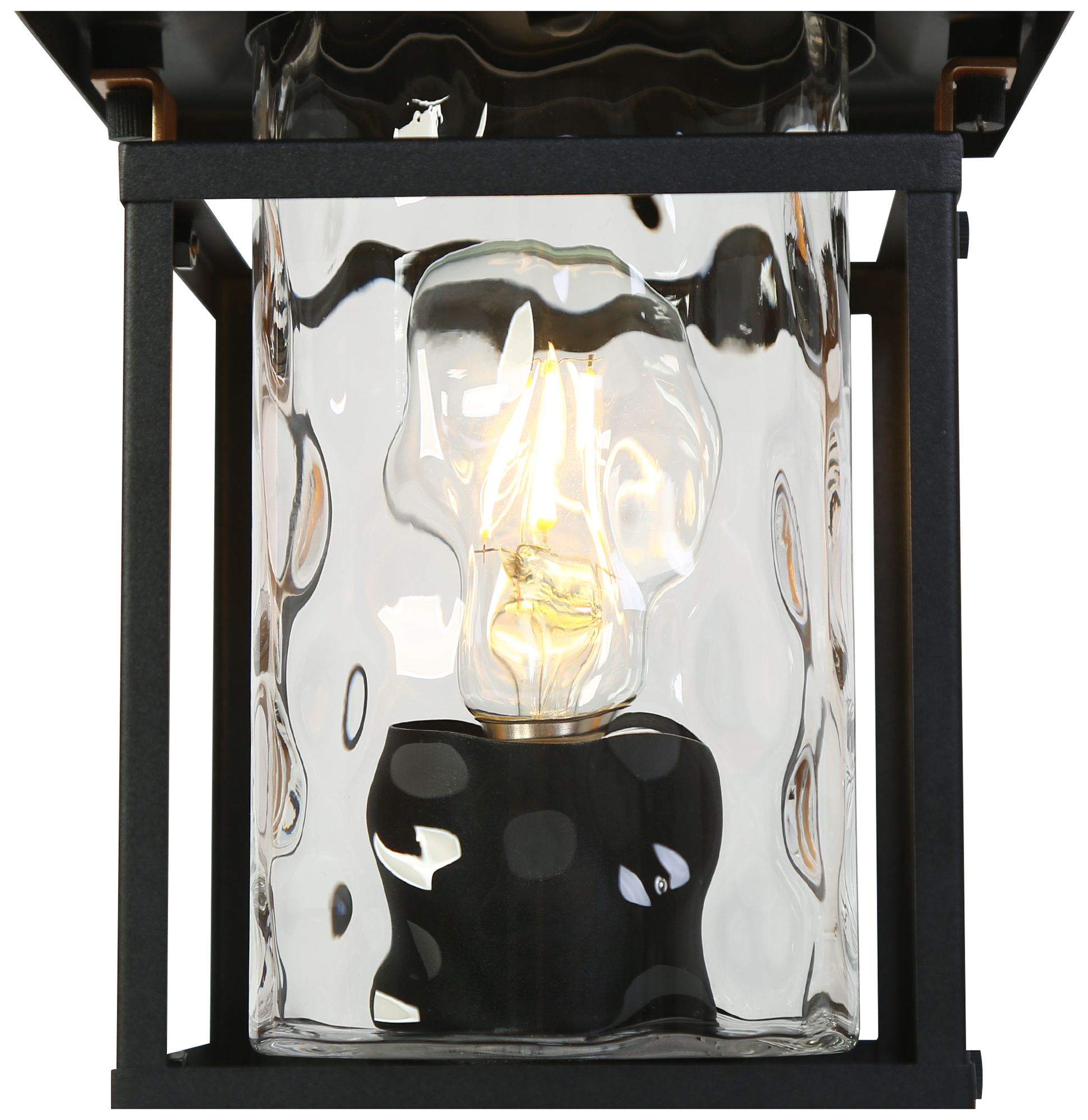 Image 4 1-Light 12.6"H Pyramid top Black Post Lamp more views
