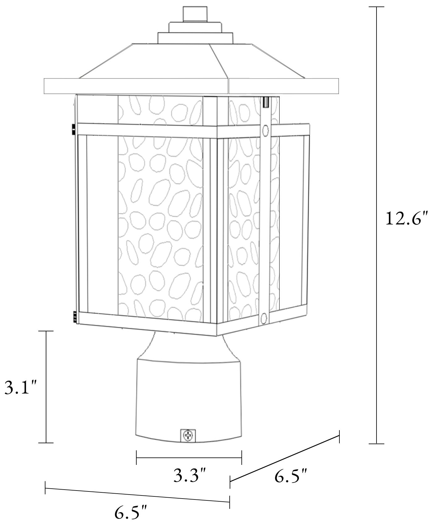 Image 5 1-Light 12.6"H Pyramid top Black Post Lamp more views