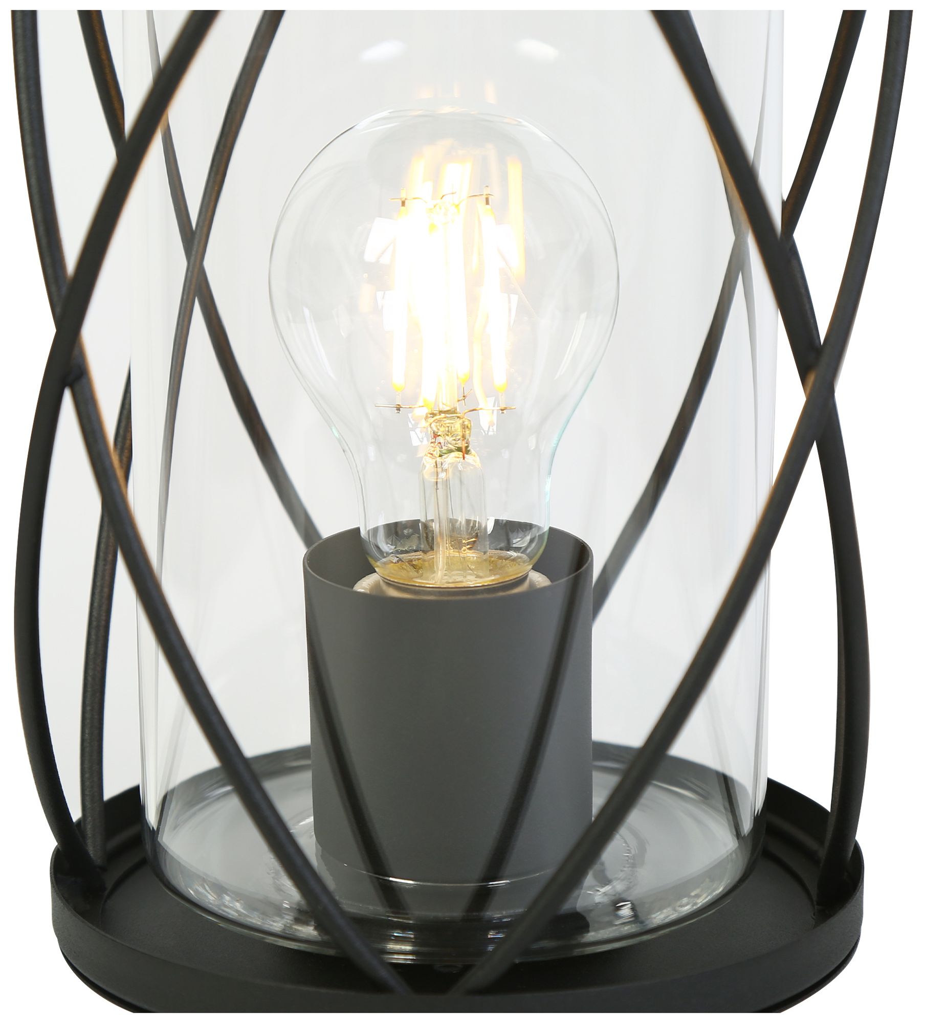 Image 2 1-Light 13"H Cylinder Black Post Lamp more views