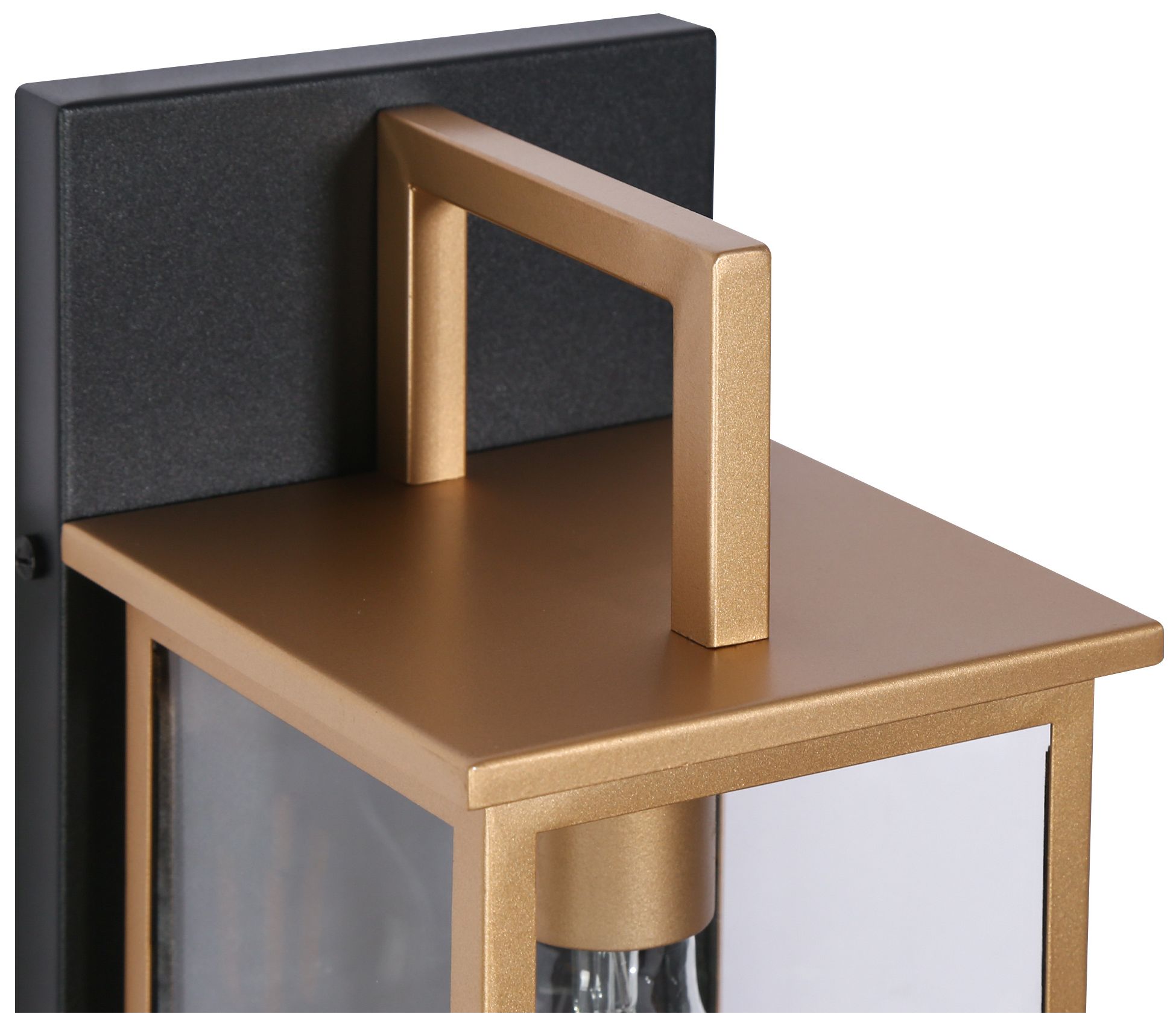 Image 2 1-Light 13"H Rectangle Brushed Black and Dark Gold  Wall Lamp more views