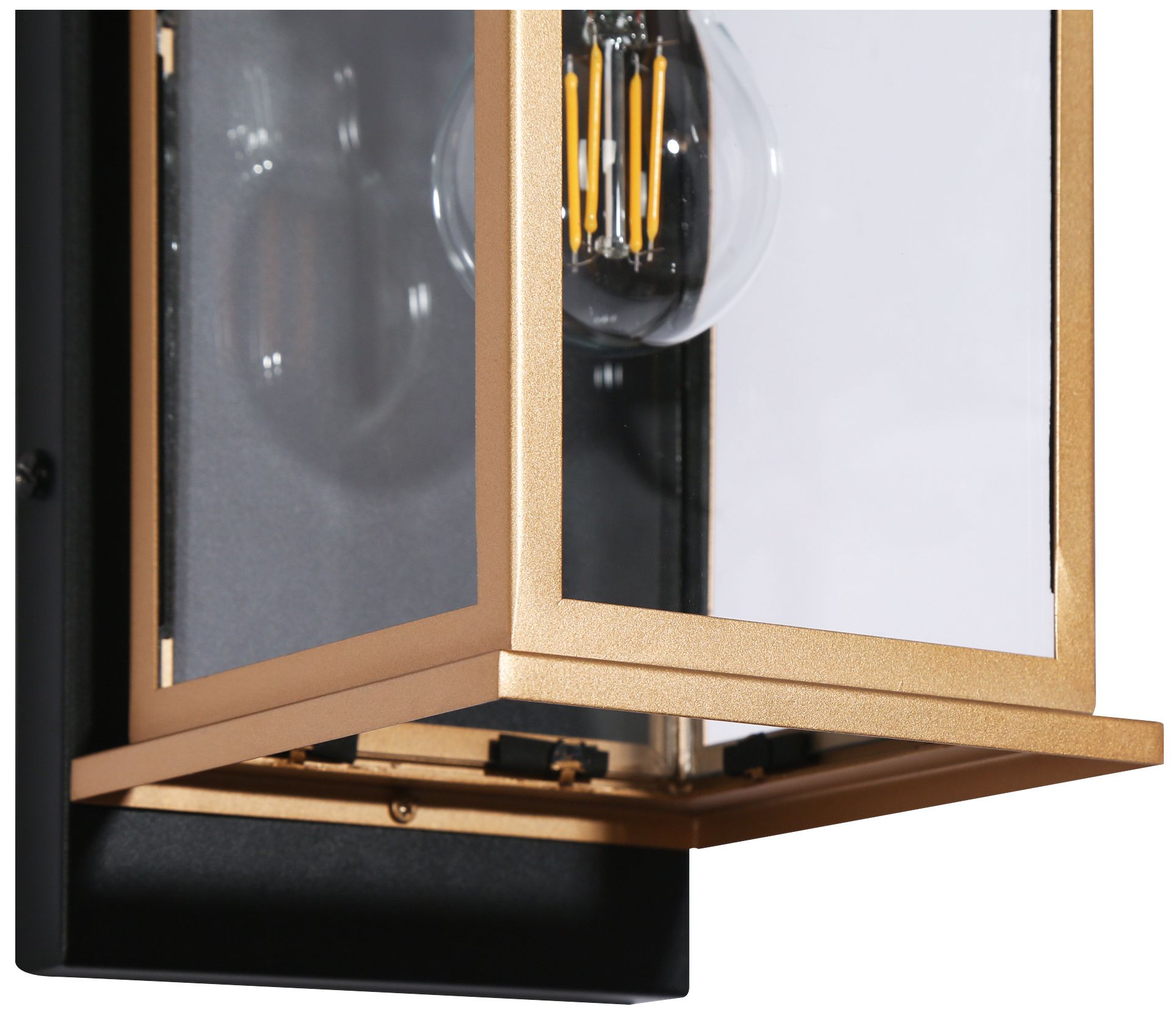 Image 3 1-Light 13"H Rectangle Brushed Black and Dark Gold  Wall Lamp more views