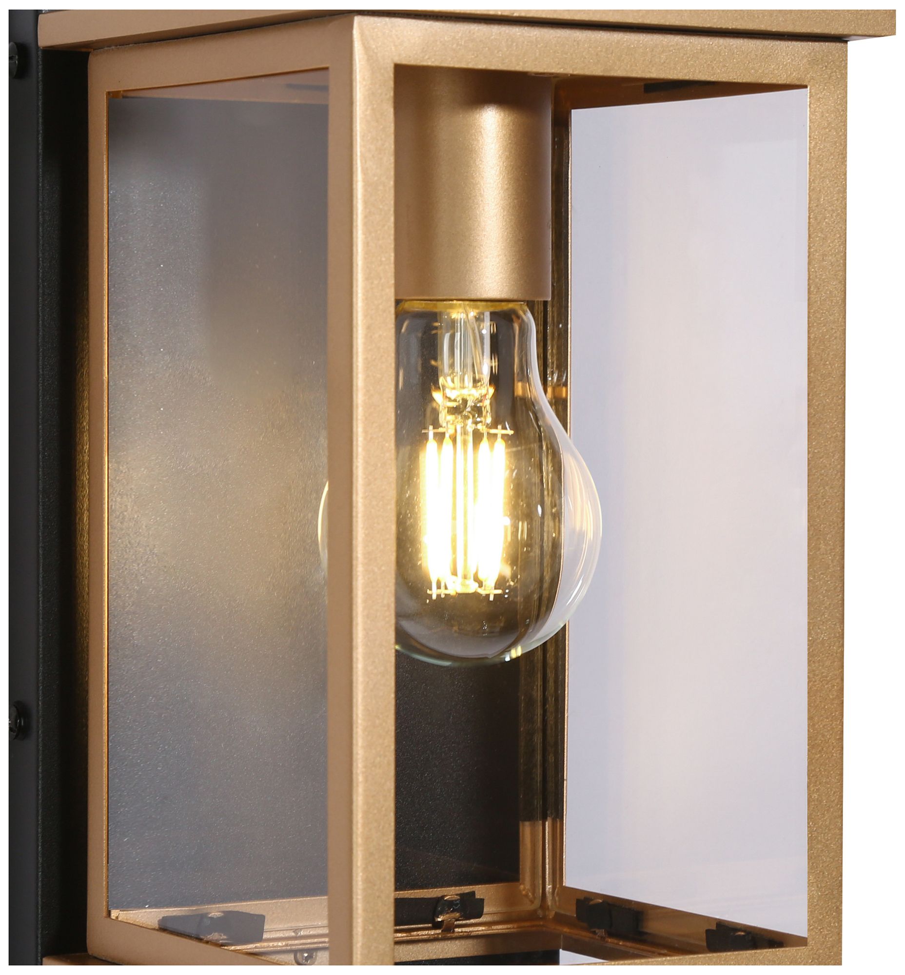 Image 4 1-Light 13"H Rectangle Brushed Black and Dark Gold  Wall Lamp more views
