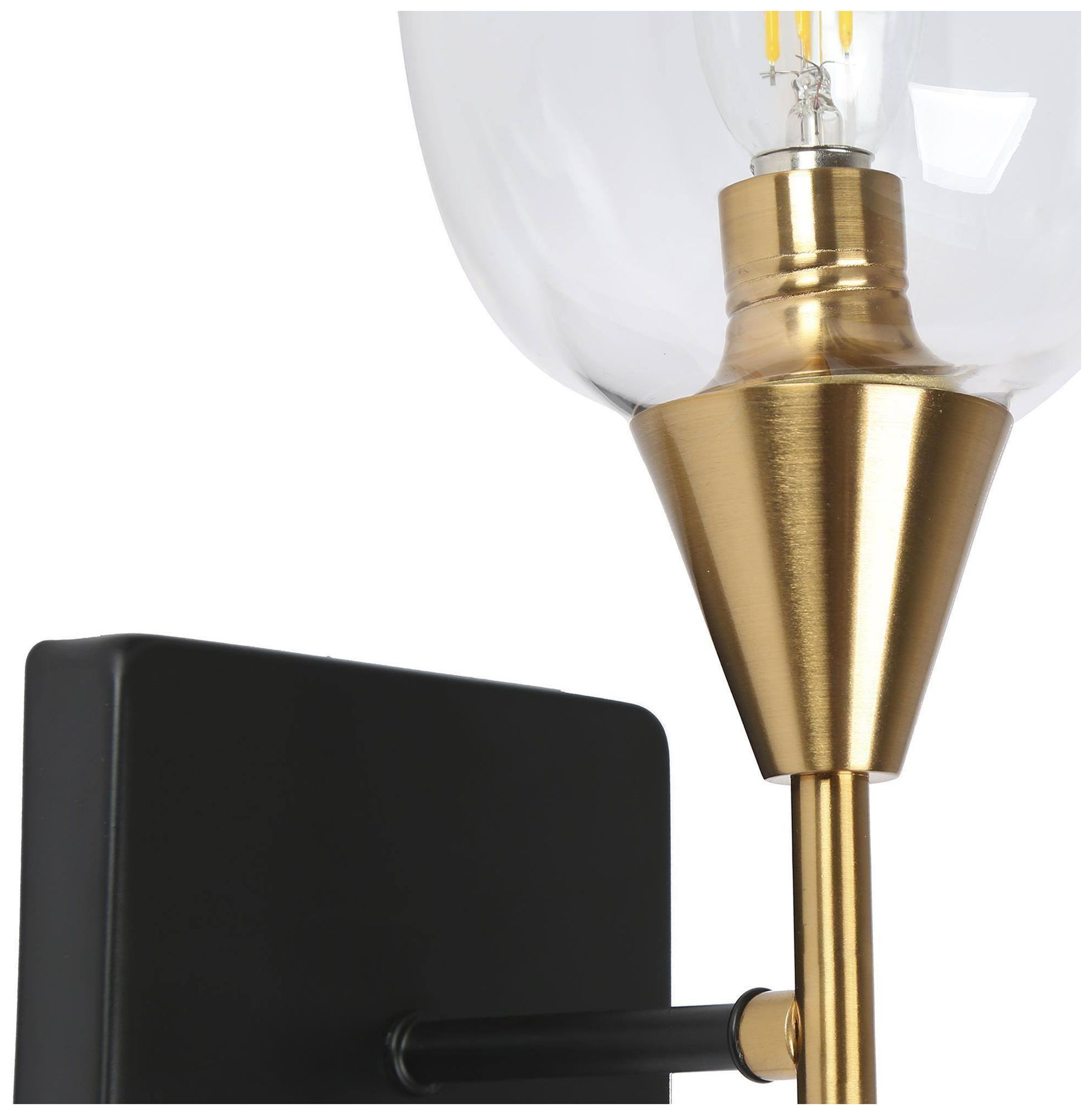 Image 3 1-Light 14.6"H Wine glass Matt Black and Plated Brass Wall Lamp more views