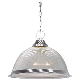 Image1 of 1 Light - 15" - Pendant - Clear Prismatic Dome - Brushed Nickel Finish