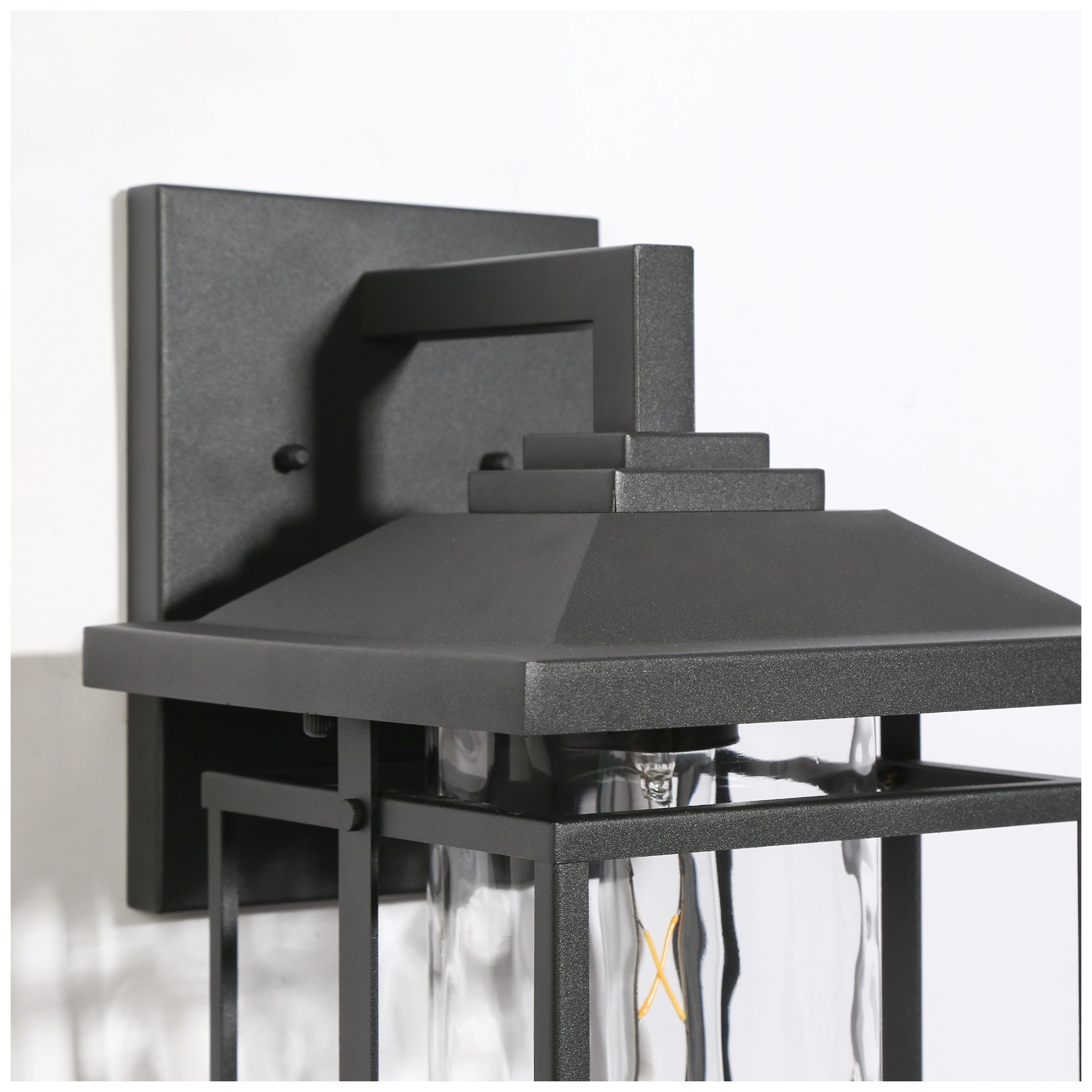 Image 2 1-Light 16"H Geometric Brushed Black Wall Lamp more views