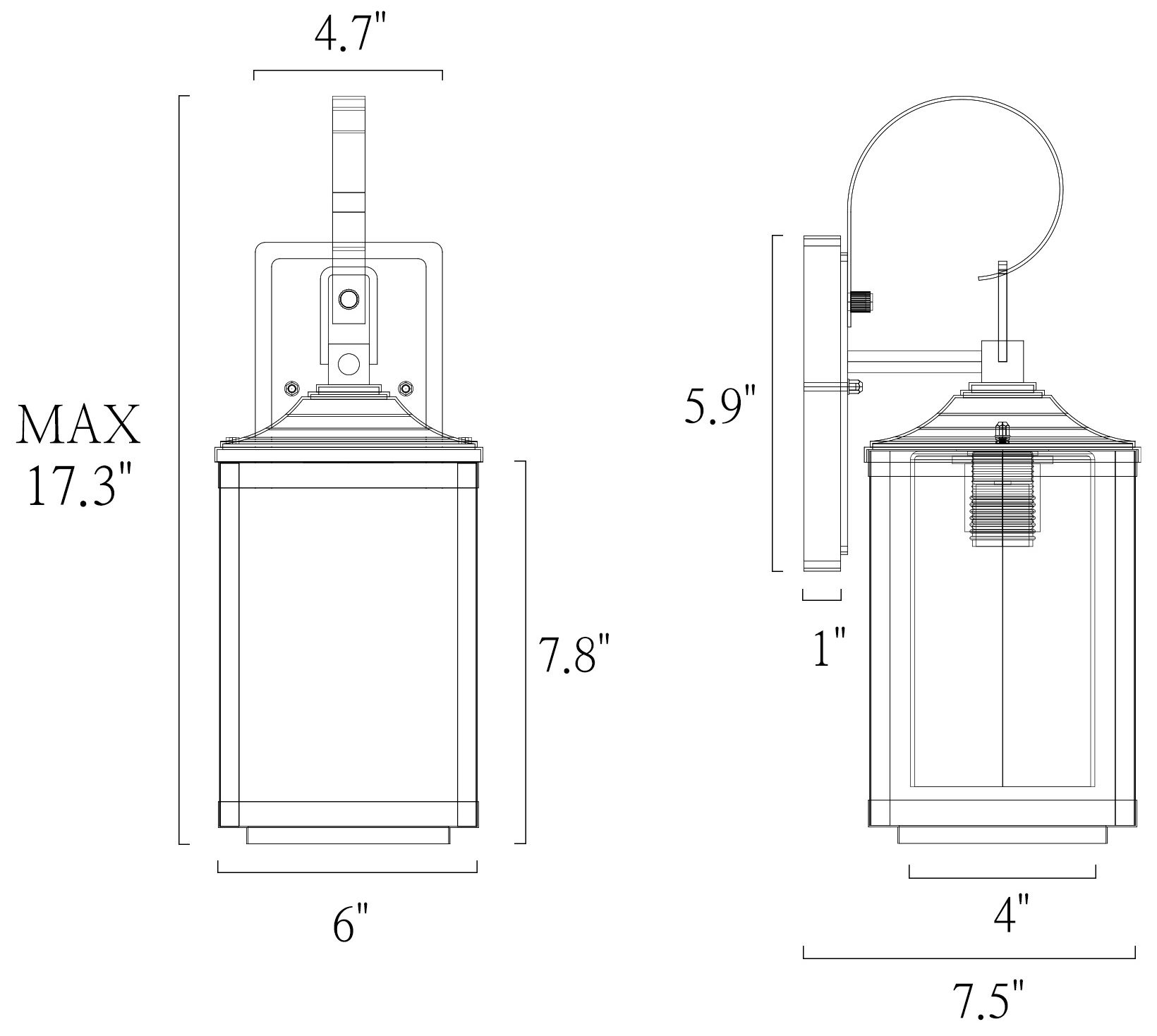 Image 5 1-Light 17.3"H Rectangle Brushed Black Wall Lamp more views