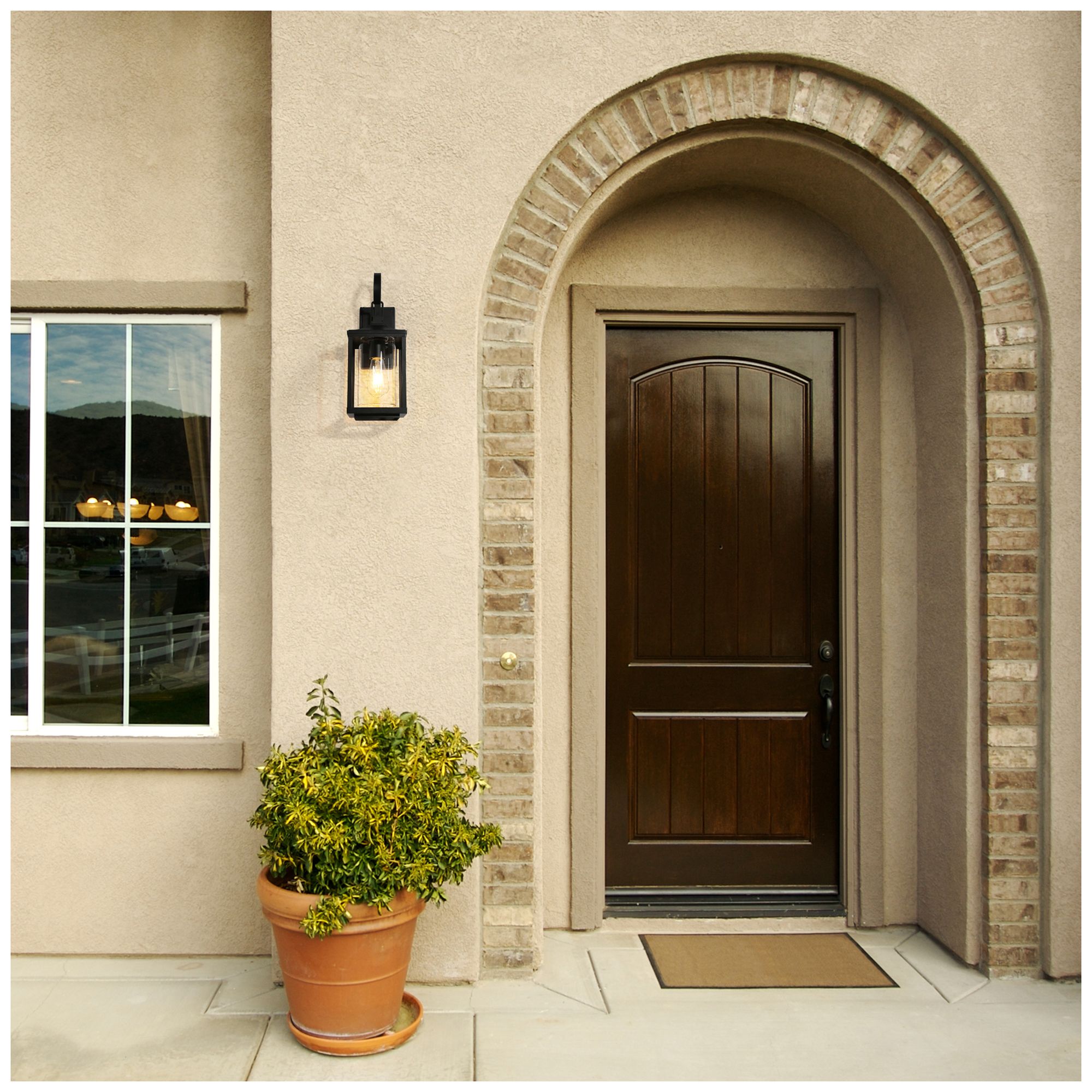 1-Light 17.3"H Rectangle Brushed Black Wall Lamp