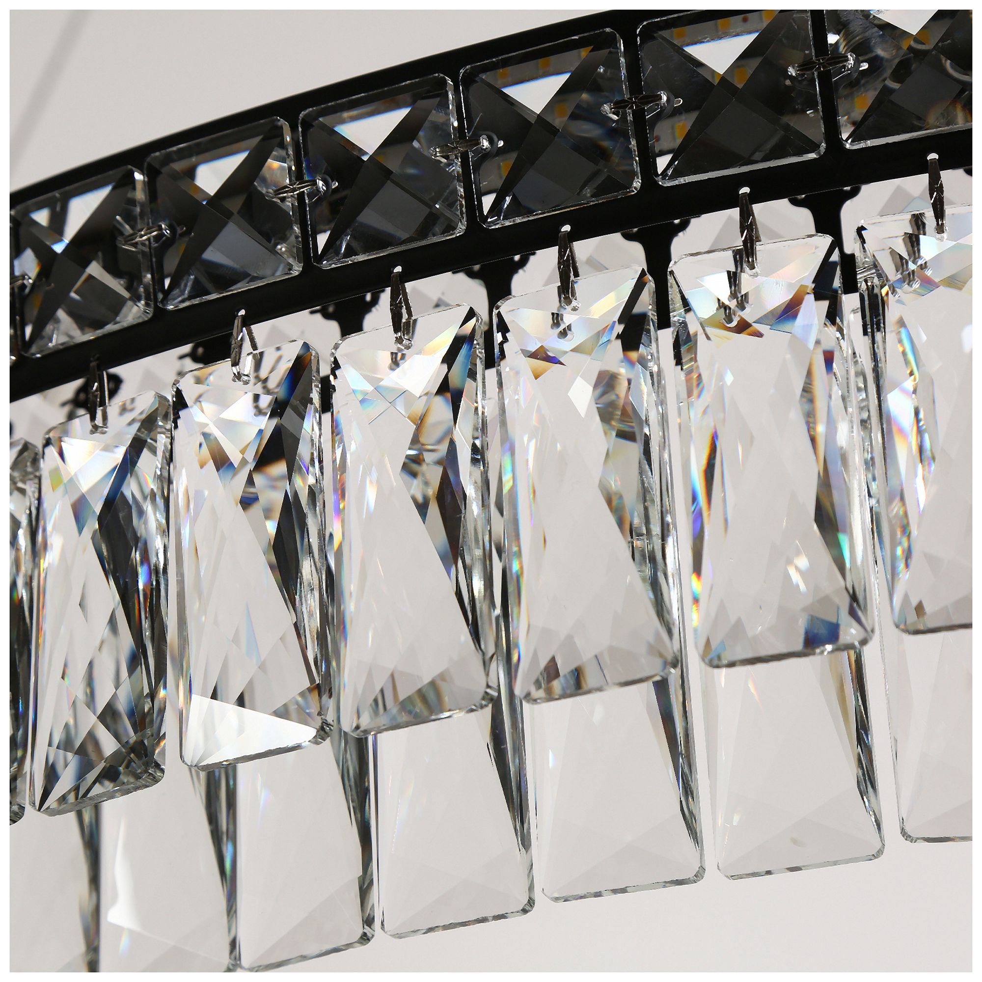 Image 4 1-Light 33.5"W Ring Matte Black Crystal Chandelier Led more views